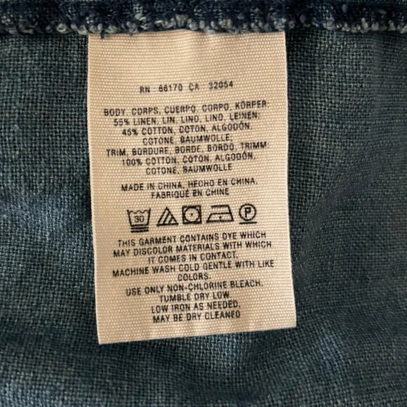 Hei Hei Anthropologie Size M Open Front Linen Blend Denim Jacket Pockets - Picture 6 of 6